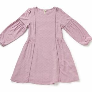 Matilda Jane Turn On The Charm Sheath Dress Women Sz L Lilac Swiss Dots Pleated
